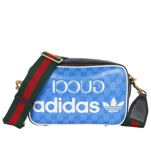Gucci x Adidas Crystal Vintage Monogram Small Messenger Bag Blue