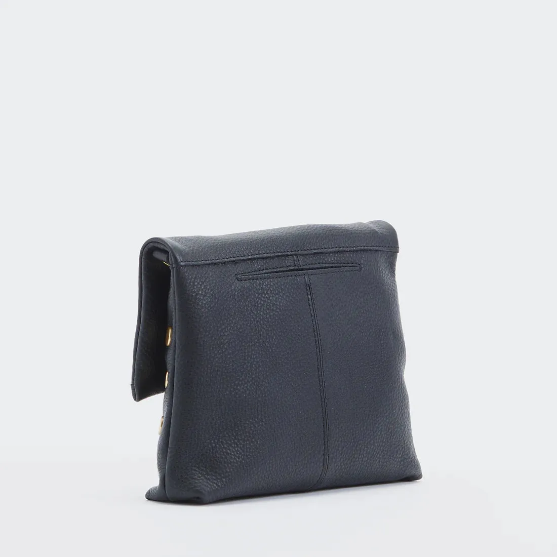 Hammitt VIP Medium Black/Brushed Gold Red Zip Leather Crossbody Clutch