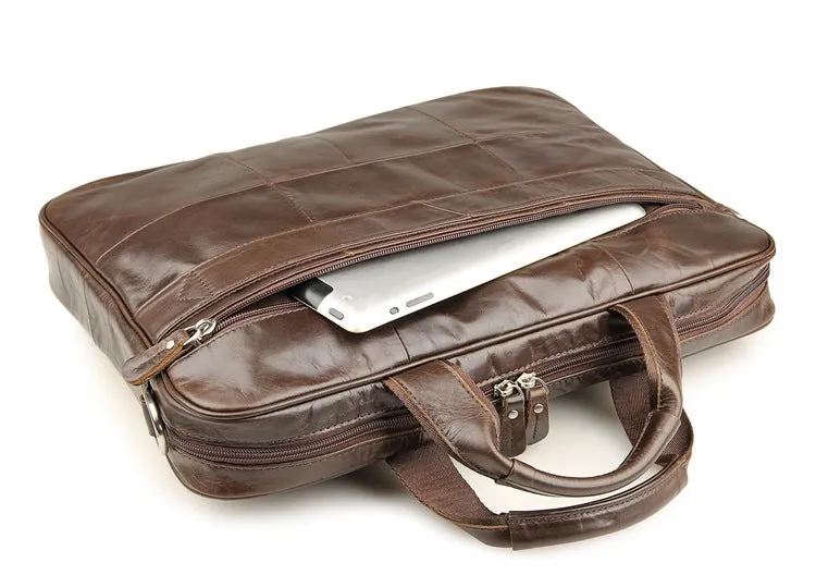Handmade Top Grain Leather Briefcase Men's Messenger Bag Business Laptop Bags