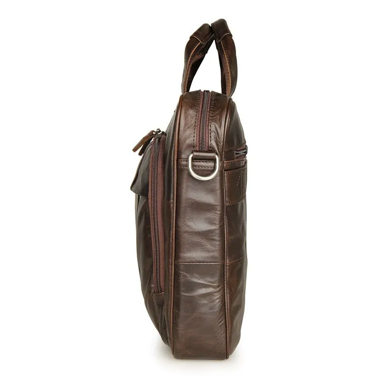 Handmade Top Grain Leather Briefcase Men's Messenger Bag Business Laptop Bags