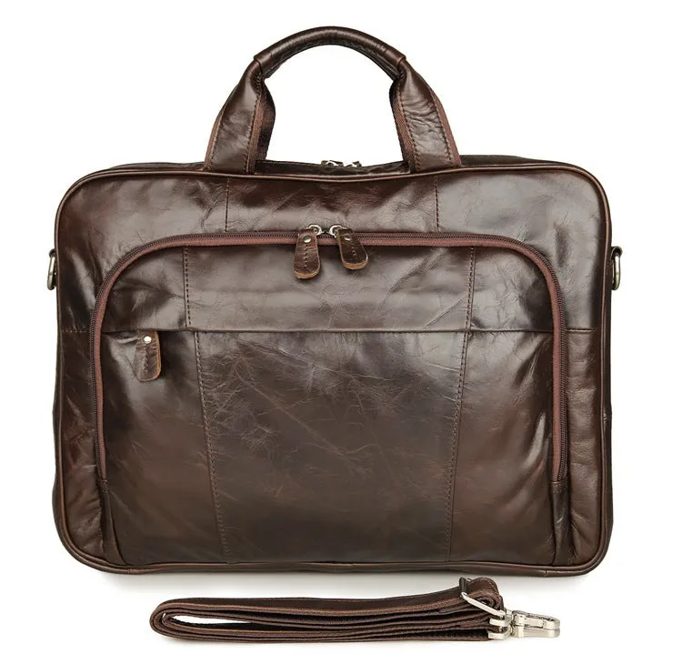 Handmade Top Grain Leather Briefcase Men's Messenger Bag Business Laptop Bags