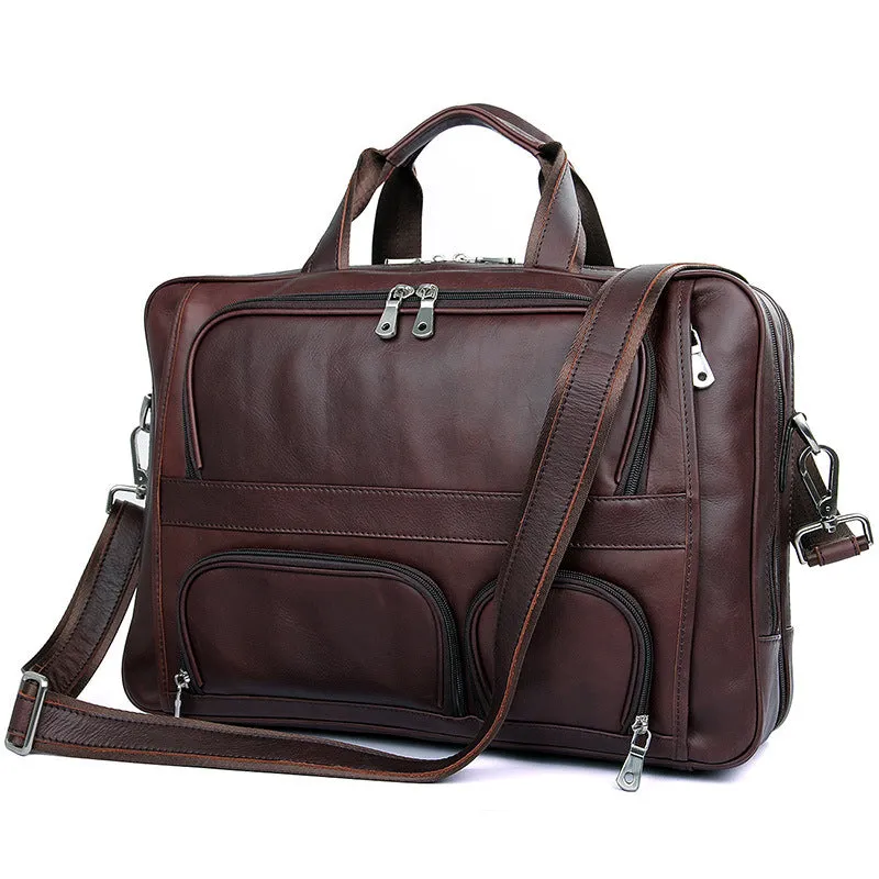 Handmade Top Leather Briefcase Large Shoulder Bags Men's Business Laptop Messenger Bag 7289