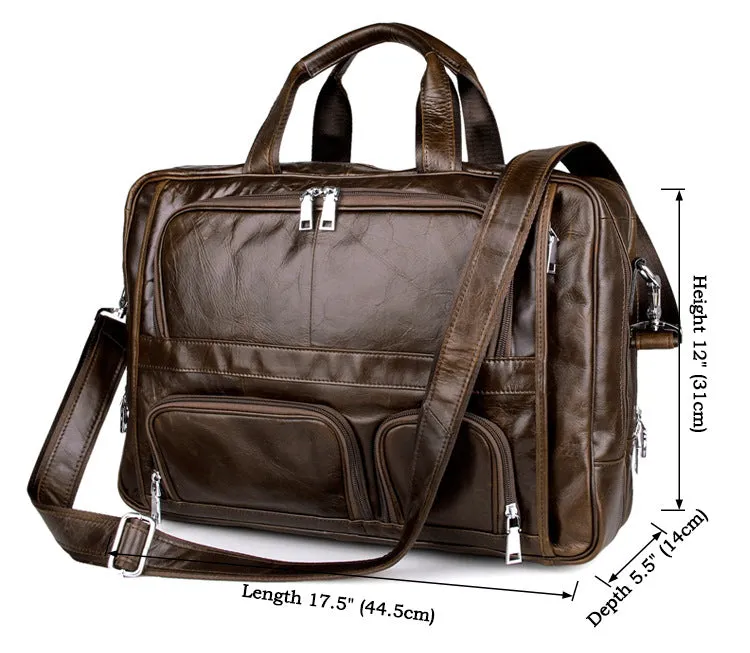Handmade Top Leather Briefcase Large Shoulder Bags Men's Business Laptop Messenger Bag 7289