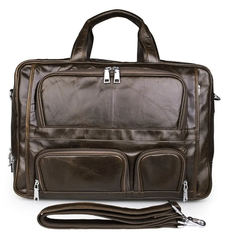 Handmade Top Leather Briefcase Large Shoulder Bags Men's Business Laptop Messenger Bag 7289