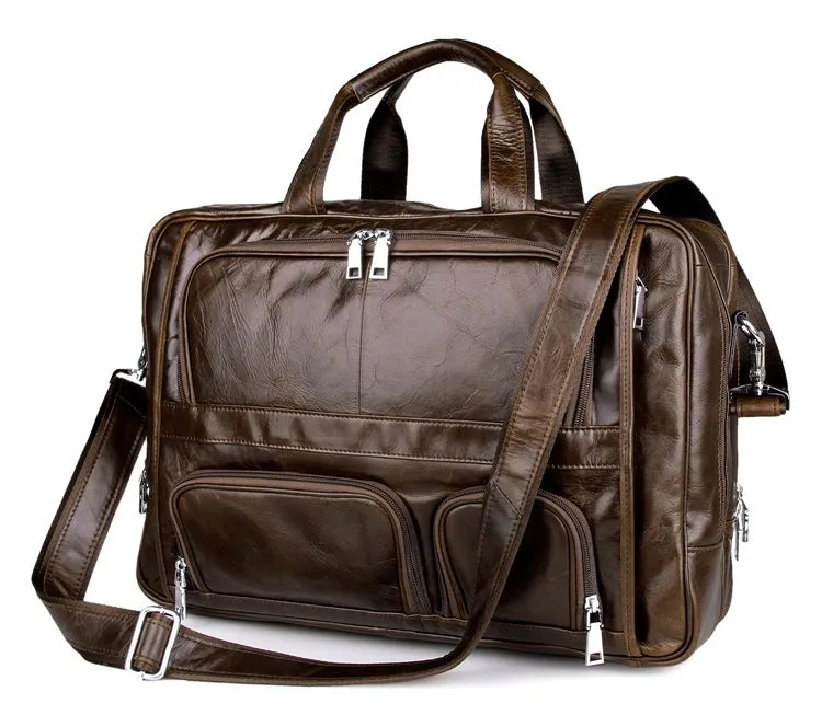 Handmade Top Leather Briefcase Large Shoulder Bags Men's Business Laptop Messenger Bag 7289