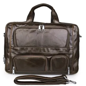 Handmade Top Leather Briefcase Large Shoulder Bags Men's Business Laptop Messenger Bag 7289