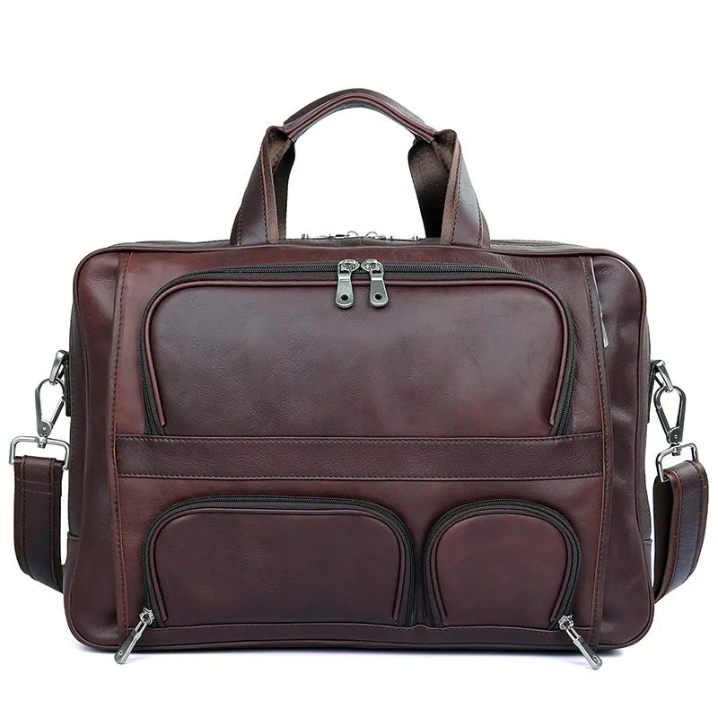 Handmade Top Leather Briefcase Large Shoulder Bags Men's Business Laptop Messenger Bag 7289