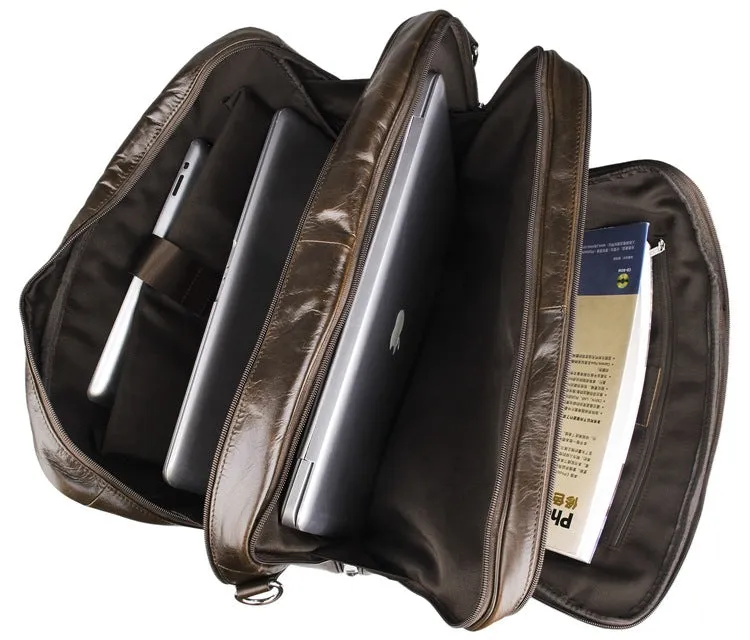 Handmade Top Leather Briefcase Large Shoulder Bags Men's Business Laptop Messenger Bag 7289