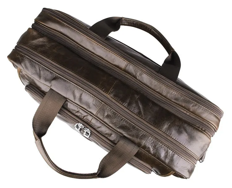Handmade Top Leather Briefcase Large Shoulder Bags Men's Business Laptop Messenger Bag 7289