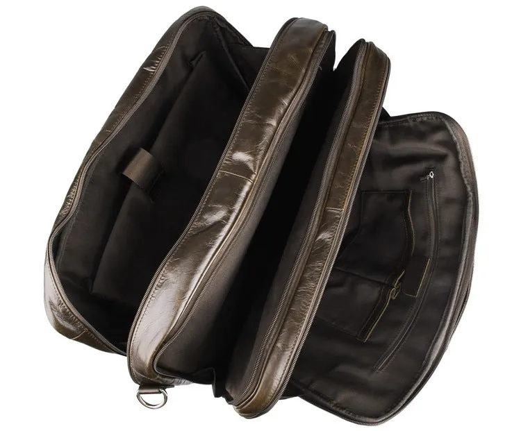Handmade Top Leather Briefcase Large Shoulder Bags Men's Business Laptop Messenger Bag 7289