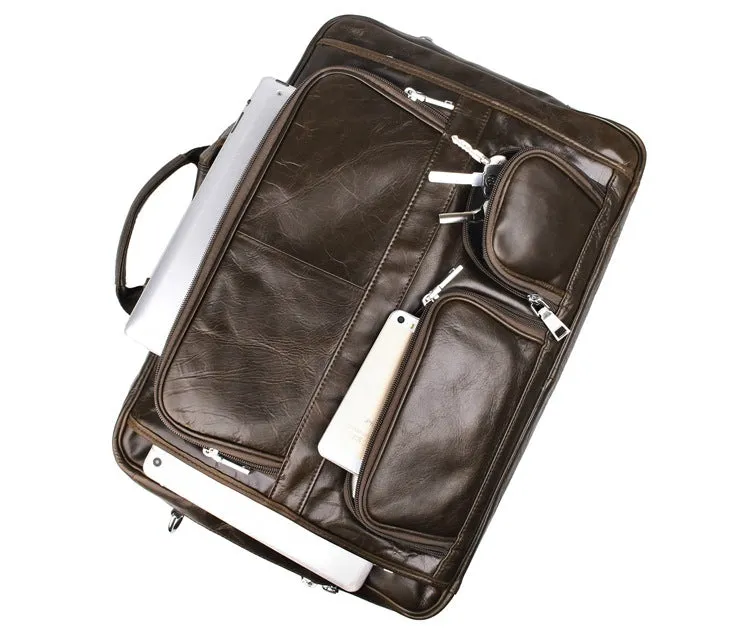 Handmade Top Leather Briefcase Large Shoulder Bags Men's Business Laptop Messenger Bag 7289