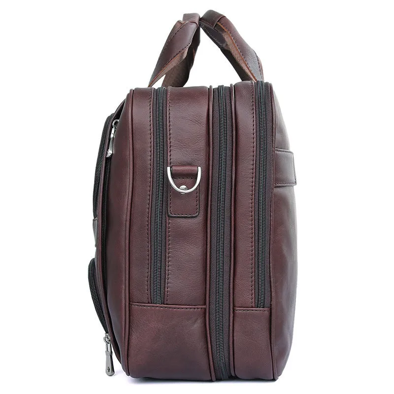 Handmade Top Leather Briefcase Large Shoulder Bags Men's Business Laptop Messenger Bag 7289