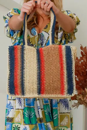 Handwoven Multicolor Striped Tote Bag