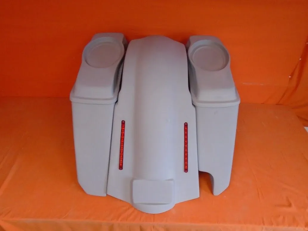 Harley Davidson 5" Heritage Softail Extended Saddlebags 6 x 9 Speaker Lids   LED Fender Right Cutout