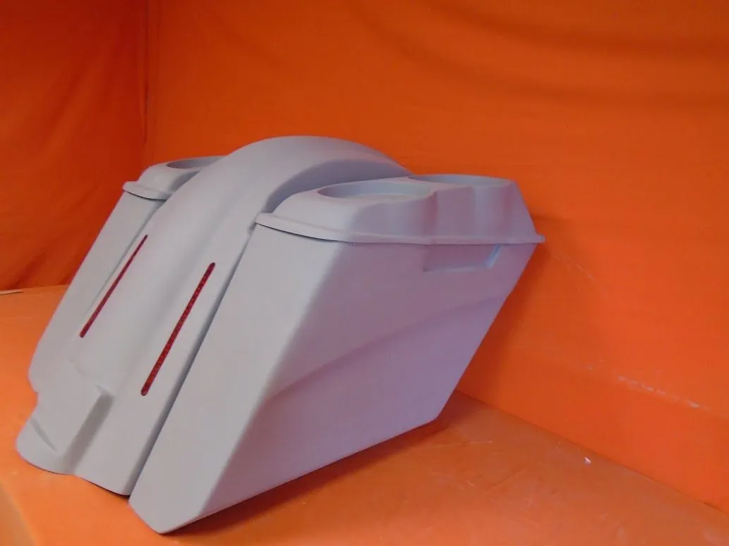 Harley Davidson 5" Heritage Softail Extended Saddlebags Dual 6 x 9 Speaker Lids   LED Fender No Cutouts