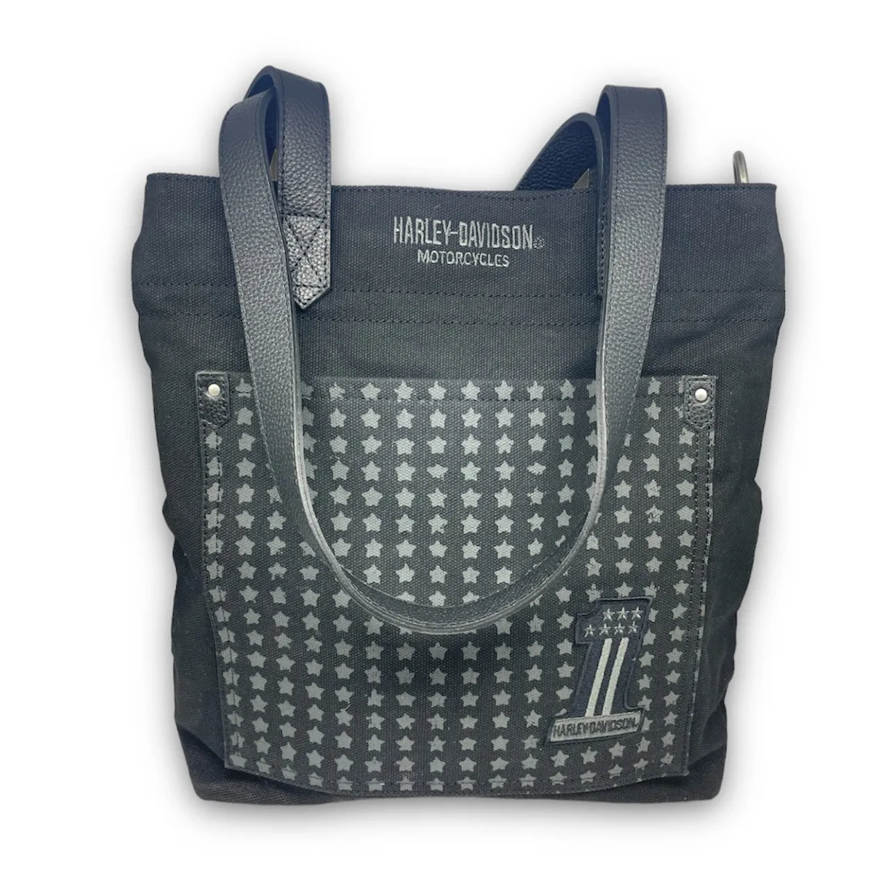 Harley-Davidson® Women's Uno Stars Distressed Cotton Denim Tote Bag