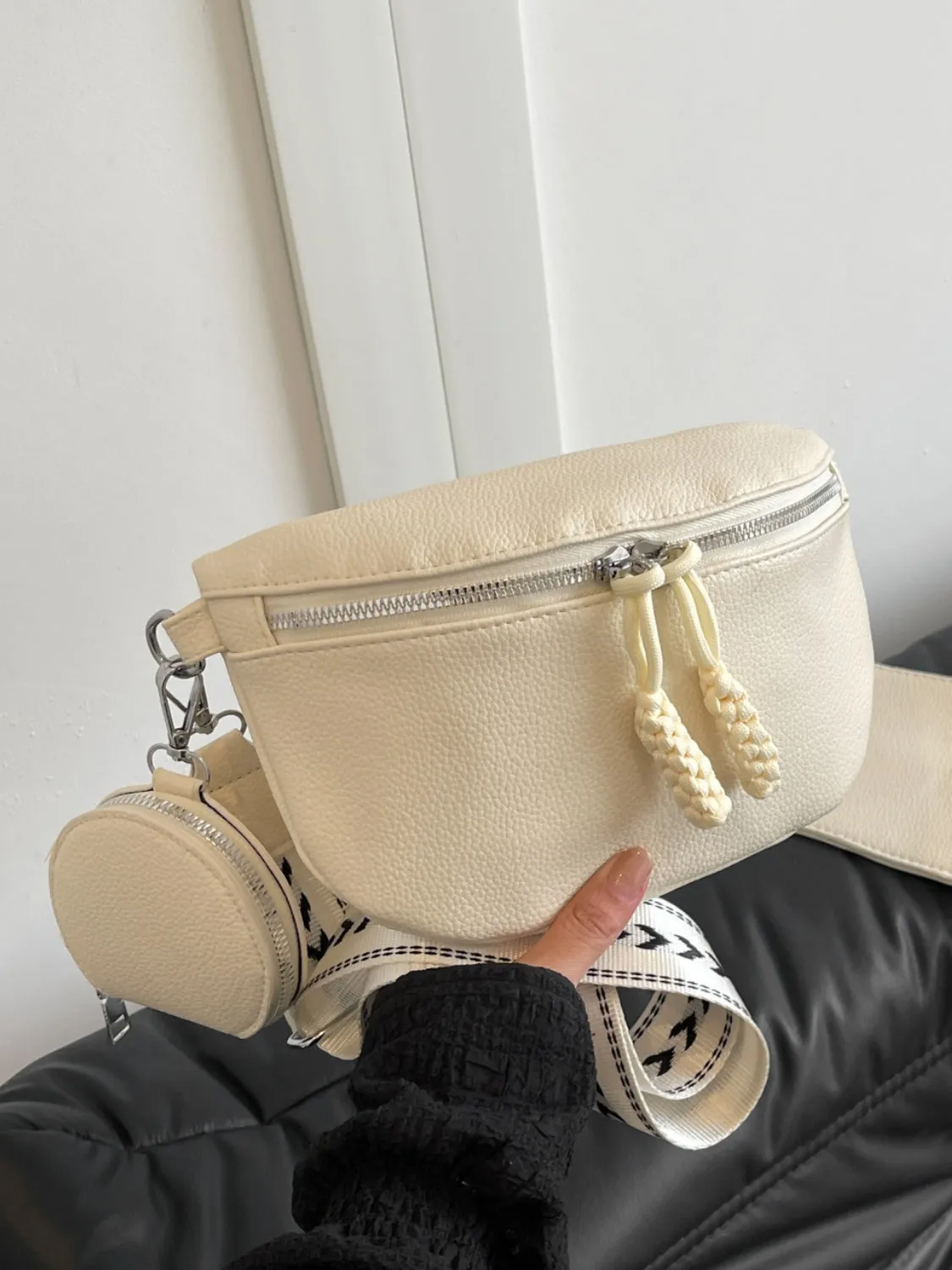 Hazel Blues® |  PU Leather Adjustable Strap Crossbody Bag with Coin Purse