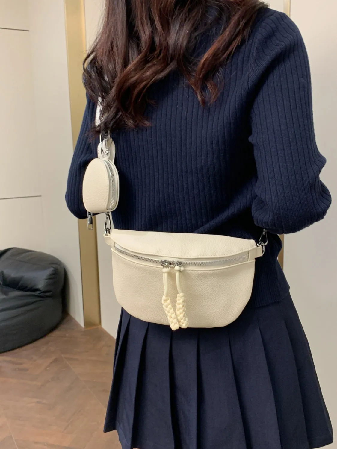 Hazel Blues® |  PU Leather Adjustable Strap Crossbody Bag with Coin Purse