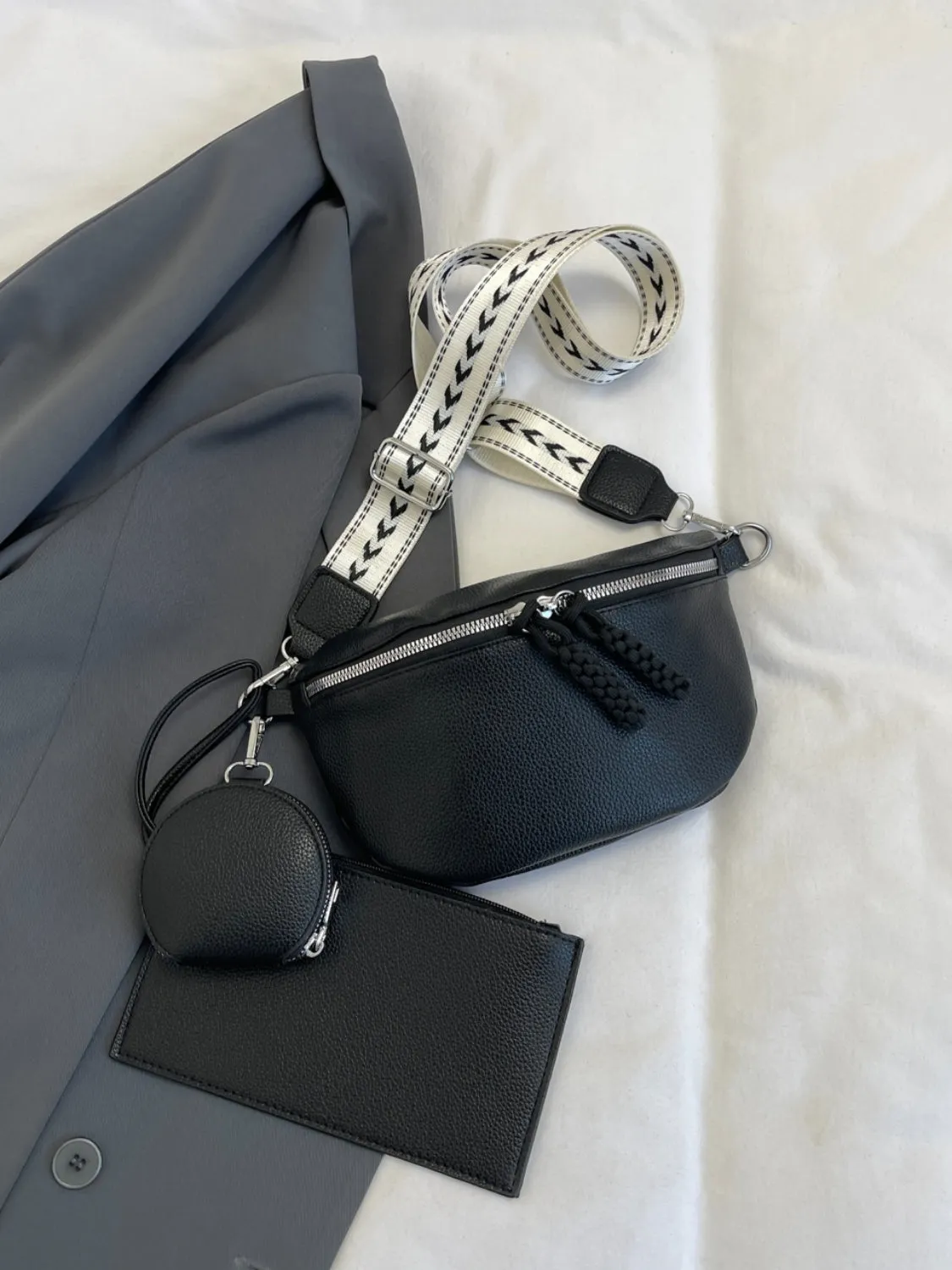 Hazel Blues® |  PU Leather Adjustable Strap Crossbody Bag with Coin Purse
