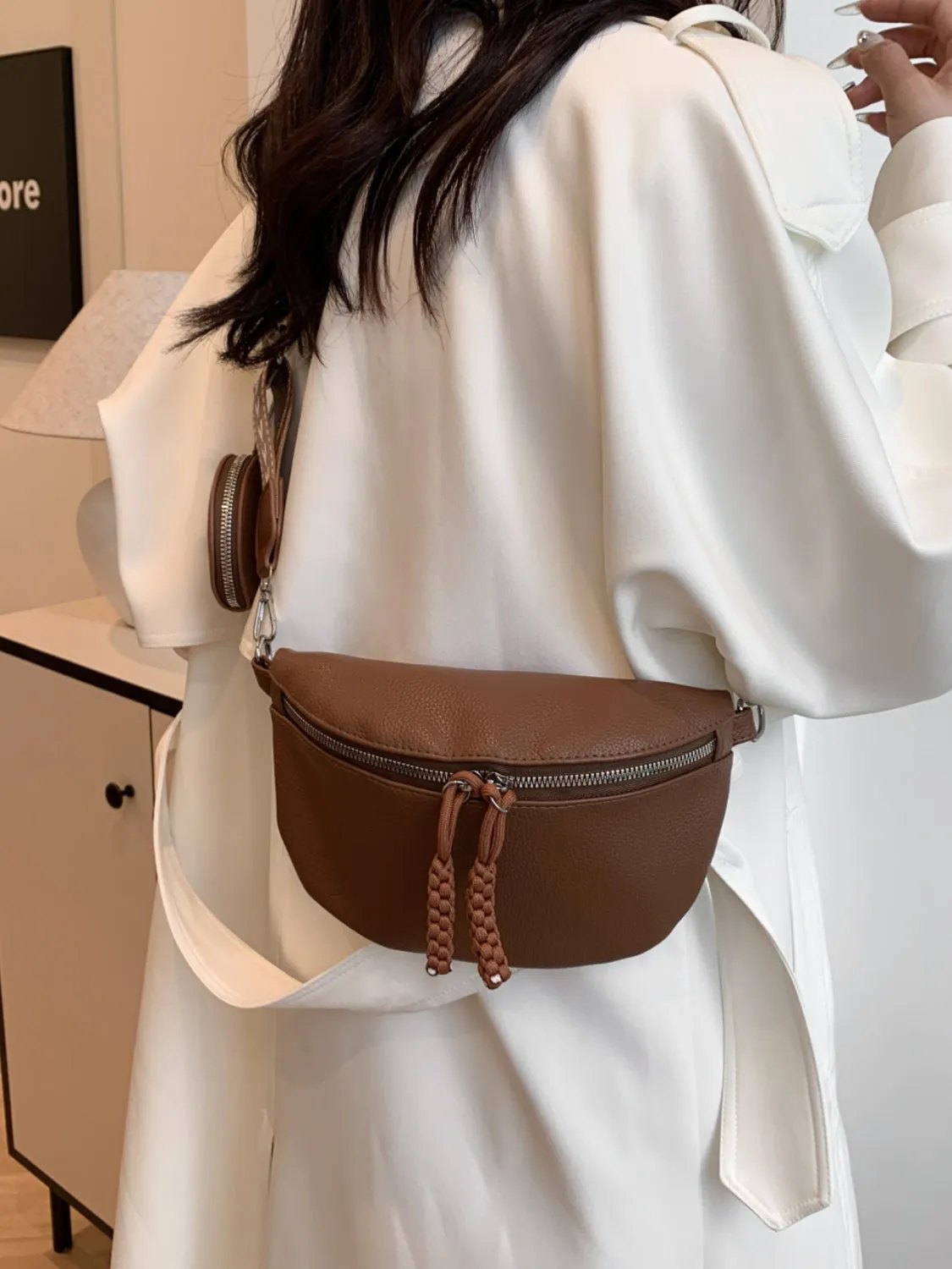 Hazel Blues® |  PU Leather Adjustable Strap Crossbody Bag with Coin Purse