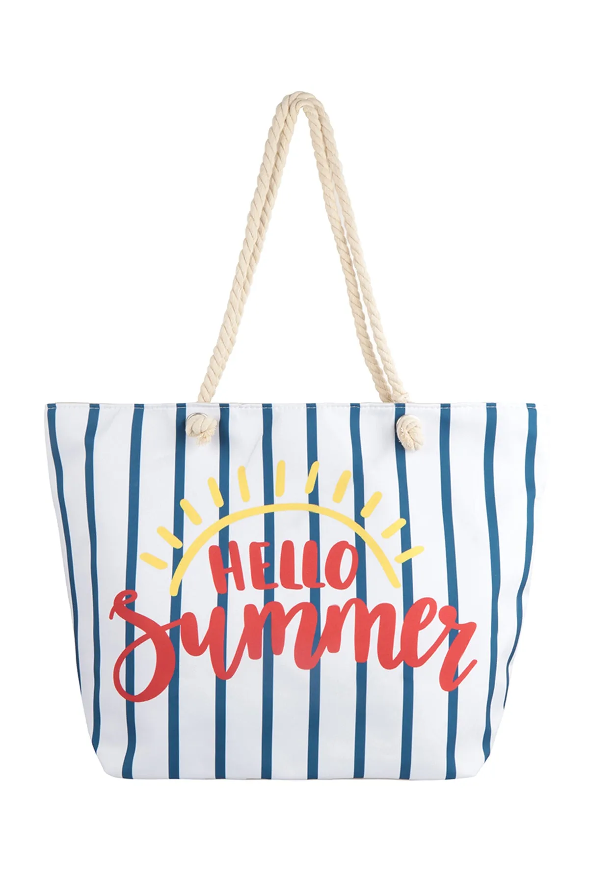 HELLO SUMMER STRIPED TOTE BAG WITH MATCHING WALLET