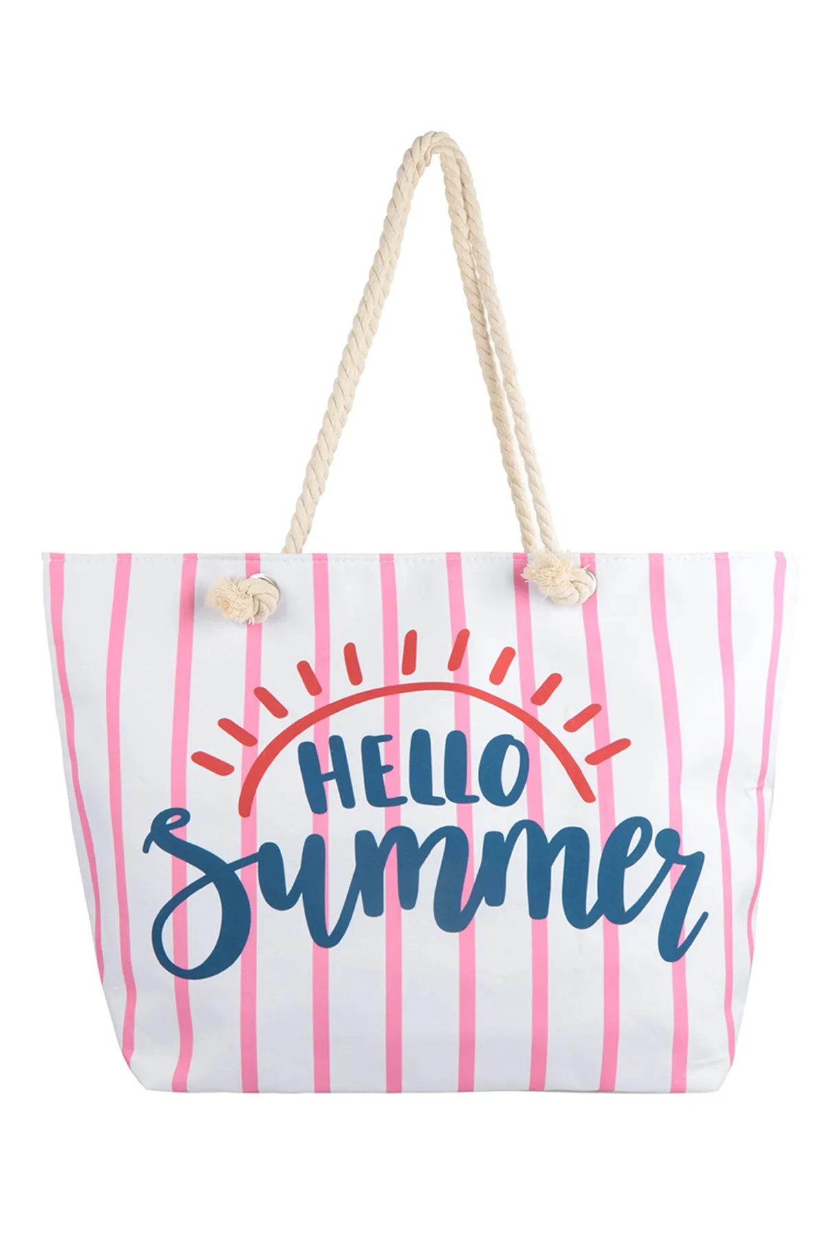 HELLO SUMMER STRIPED TOTE BAG WITH MATCHING WALLET