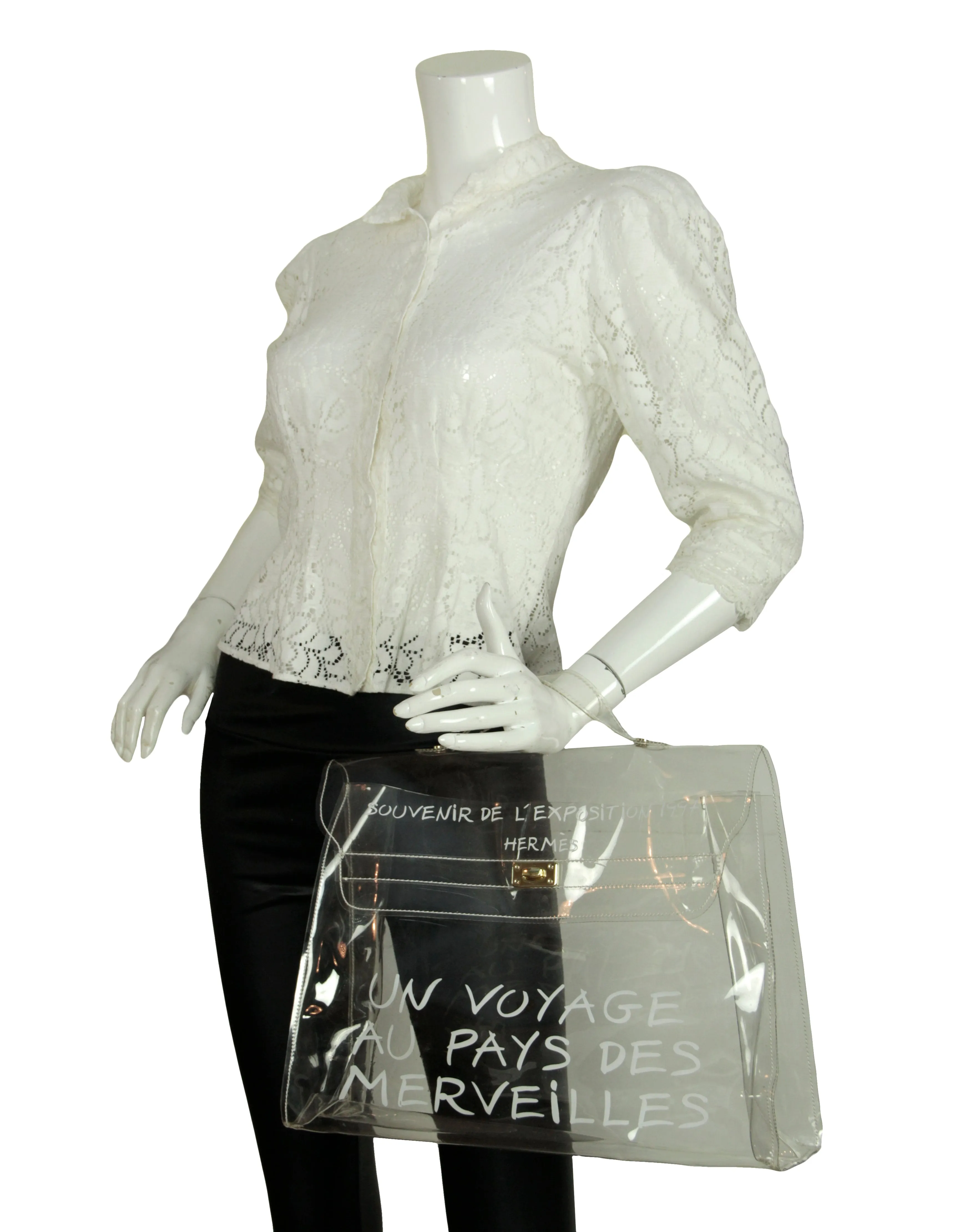 Hermes Clear Transparent Vinyl Souvenir De L'Exposition Kelly Bag