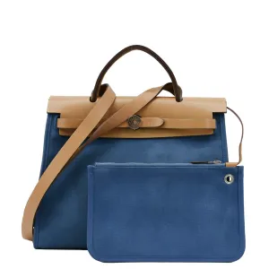 HERMES Herbag Zip Retourne 31 Canvas Tote Shoulder Bag Blue