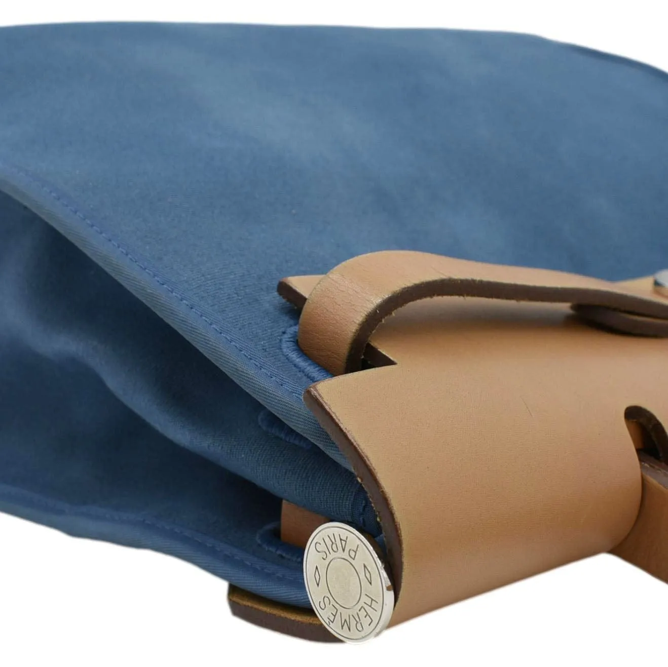 HERMES Herbag Zip Retourne 31 Canvas Tote Shoulder Bag Blue
