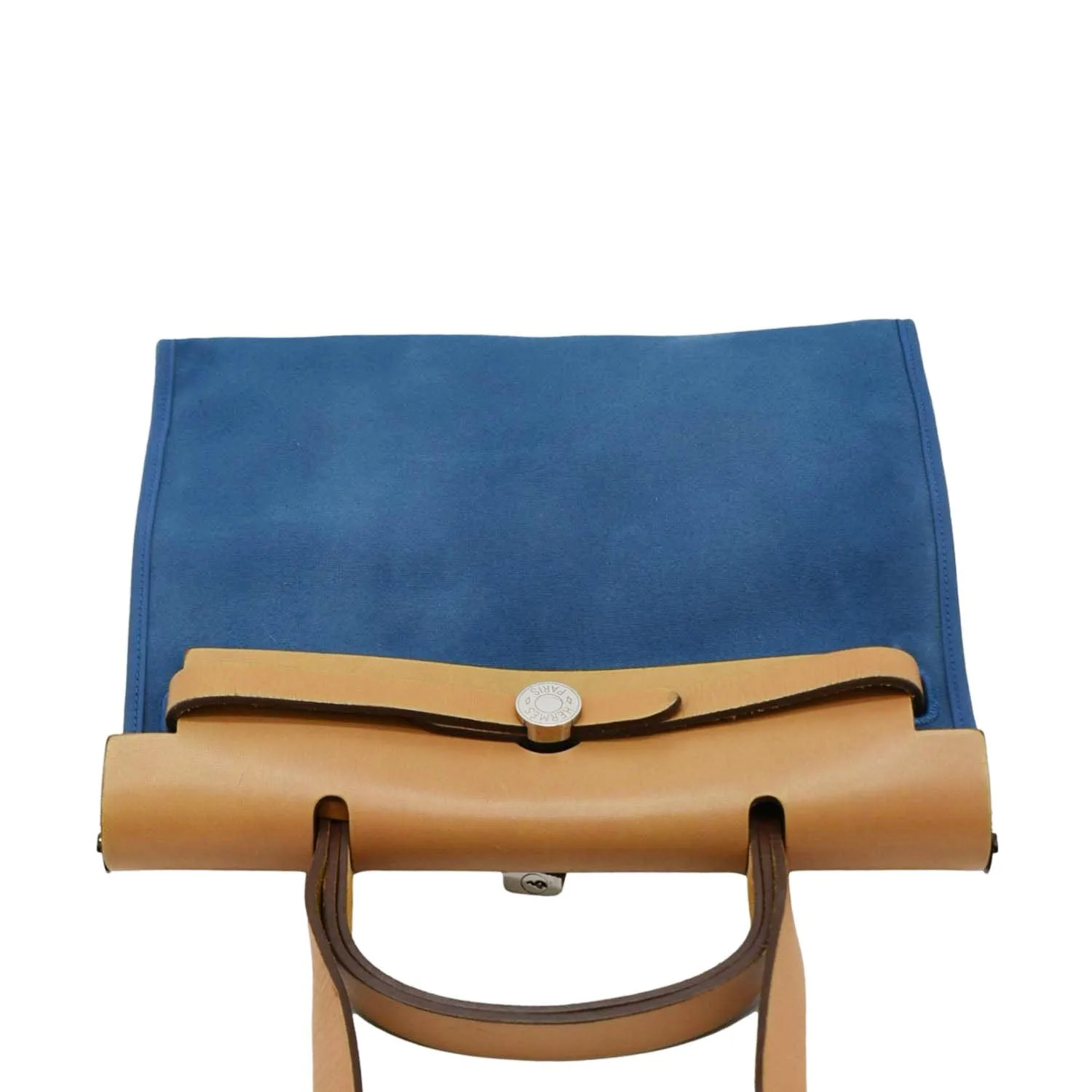 HERMES Herbag Zip Retourne 31 Canvas Tote Shoulder Bag Blue