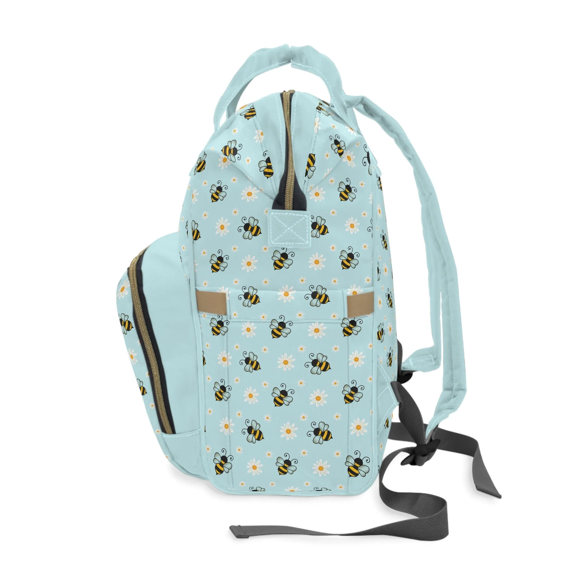 Honey Bee Diaper Backpack - Eco-Friendly & Stylish Baby Bag with Buzzing Bee Motifs, Perfect for Nature-Loving Parents