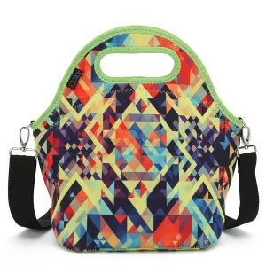 iColor Neoprene Lunch Bag with Cutlery Kit Neoprene Case for Knife,Fork,Spoon,removale Shoulder Strap, Thermal Thick Lunch Tote Bag,Large Size,Reusable Bags for Adults,Kids YLLB-09