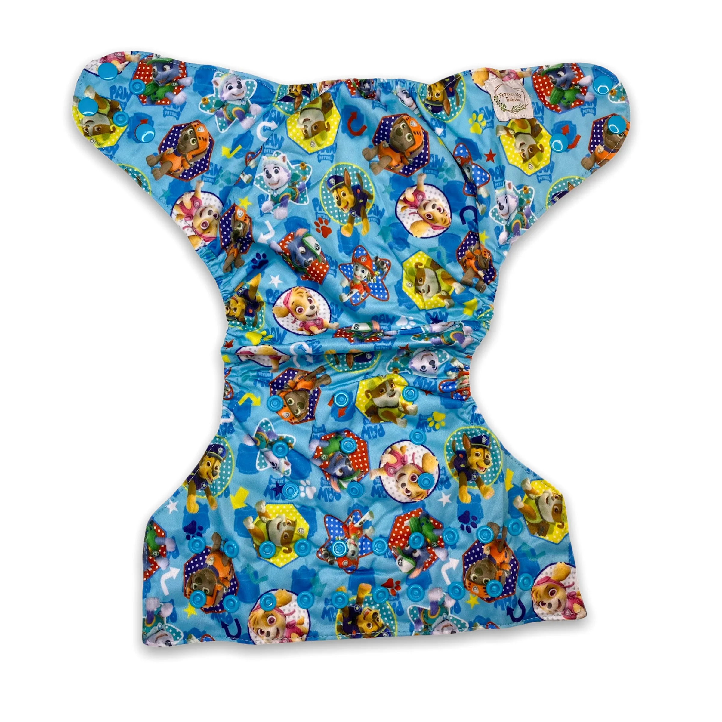 IN-STOCK Forever My Babies Cloth Diaper - Puppy Heroes / Blue Bkgd (Upright Print on Front & Back)