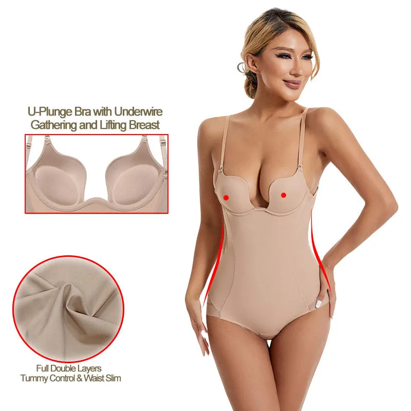 INSTOCK-body-shaping jumpsuit with large backless U-shaped
