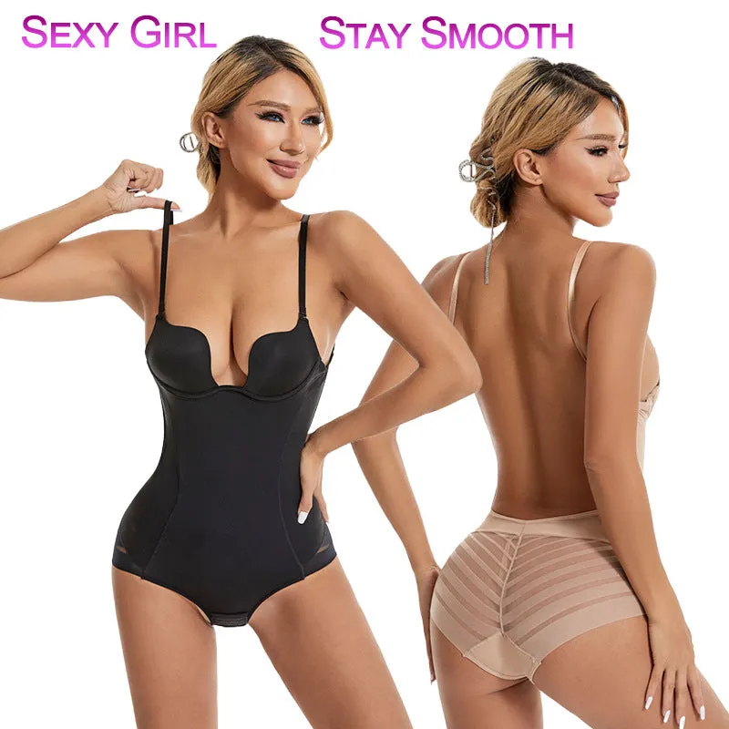 INSTOCK-body-shaping jumpsuit with large backless U-shaped
