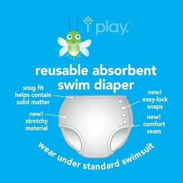 iPlay Snap Reusable Absorbent Swim Diaper - Pink Chilenito Cactus Flower