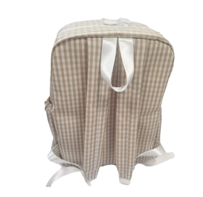 Khaki Gingham Backpack