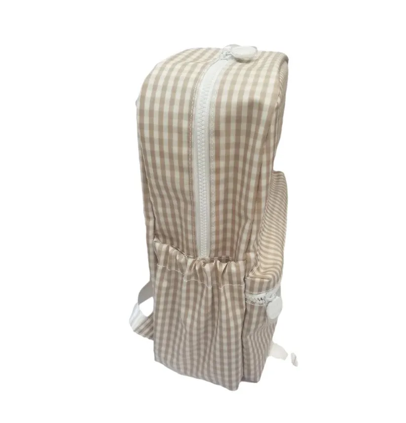 Khaki Gingham Backpack