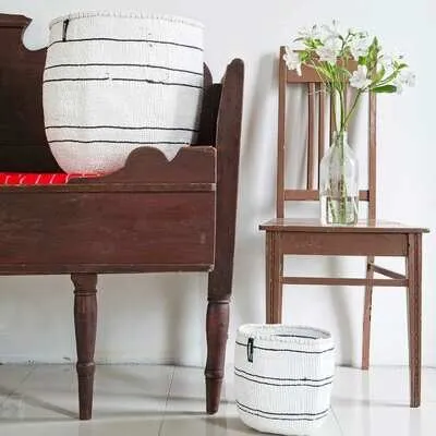 Kiondo Basket black   white stripe