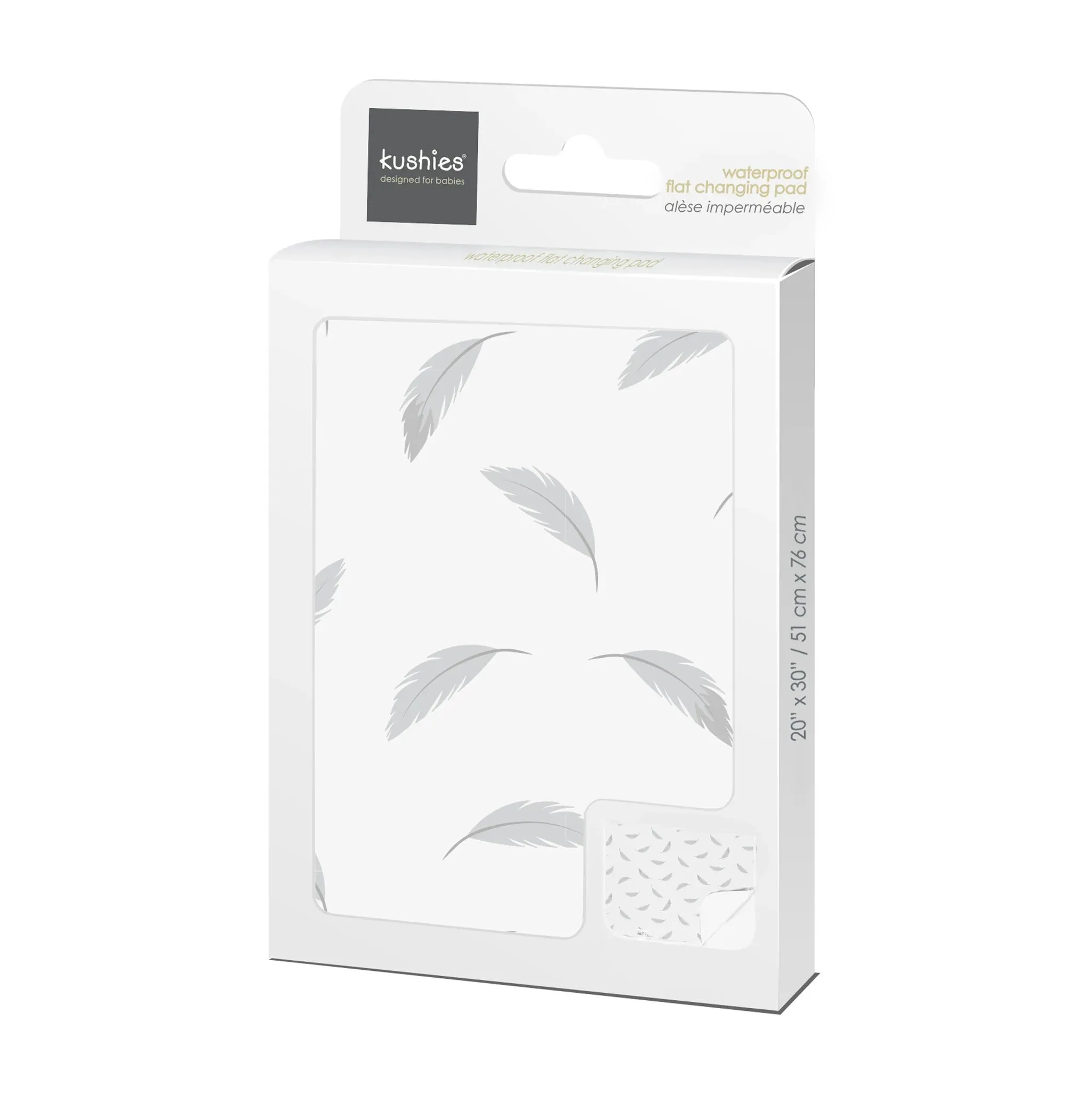 Kushies Waterproof Flat Change Pad Flannel (Grey Feather)
