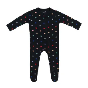 Kyte Baby Zippered Footie - Midnight Rainbow Heart