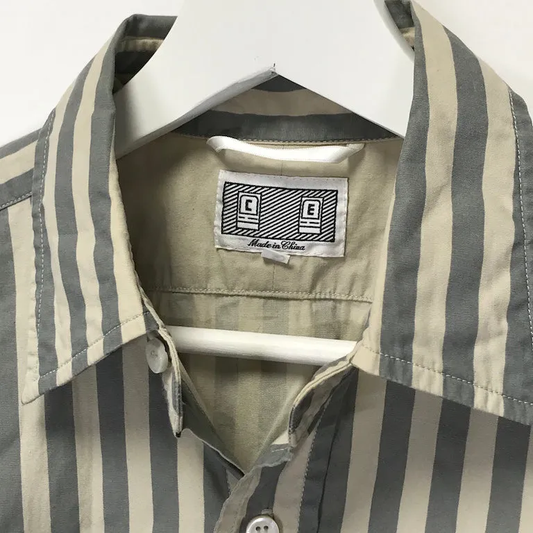 [L] Cav Empt (C.E) Striped L/S Shirt Beige/Grey