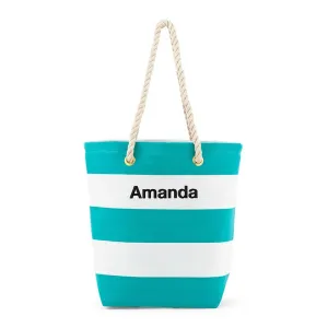 Large Bliss Striped Tote Bag- Blue And White