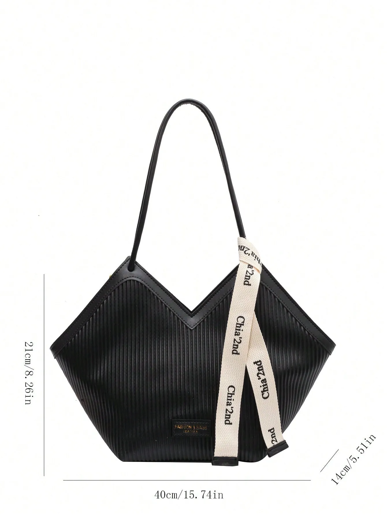 Large-Capacity Double-Handle Contrast Design Shoulder Tote Bag