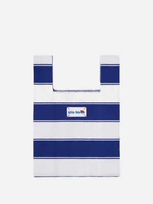 Lea Striped Knit Tote Bag - Navy