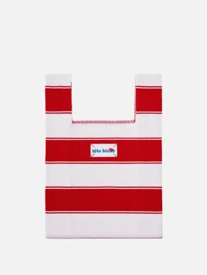 Lea Striped Knit Tote Bag - Red