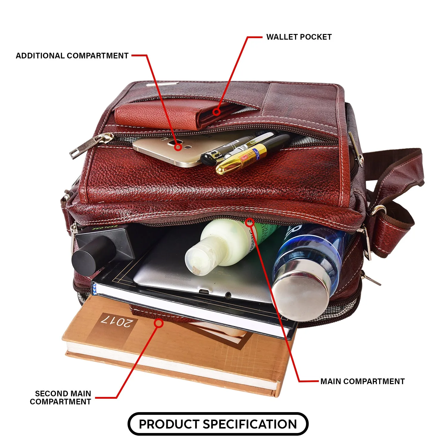 LEATHER SLING BAG  998920 (BROWN)