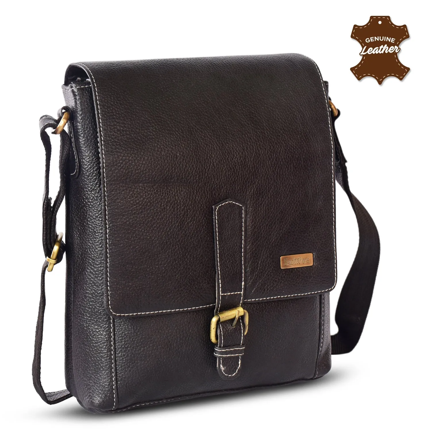 LEATHER SLING BAG  998921 (BLACK)
