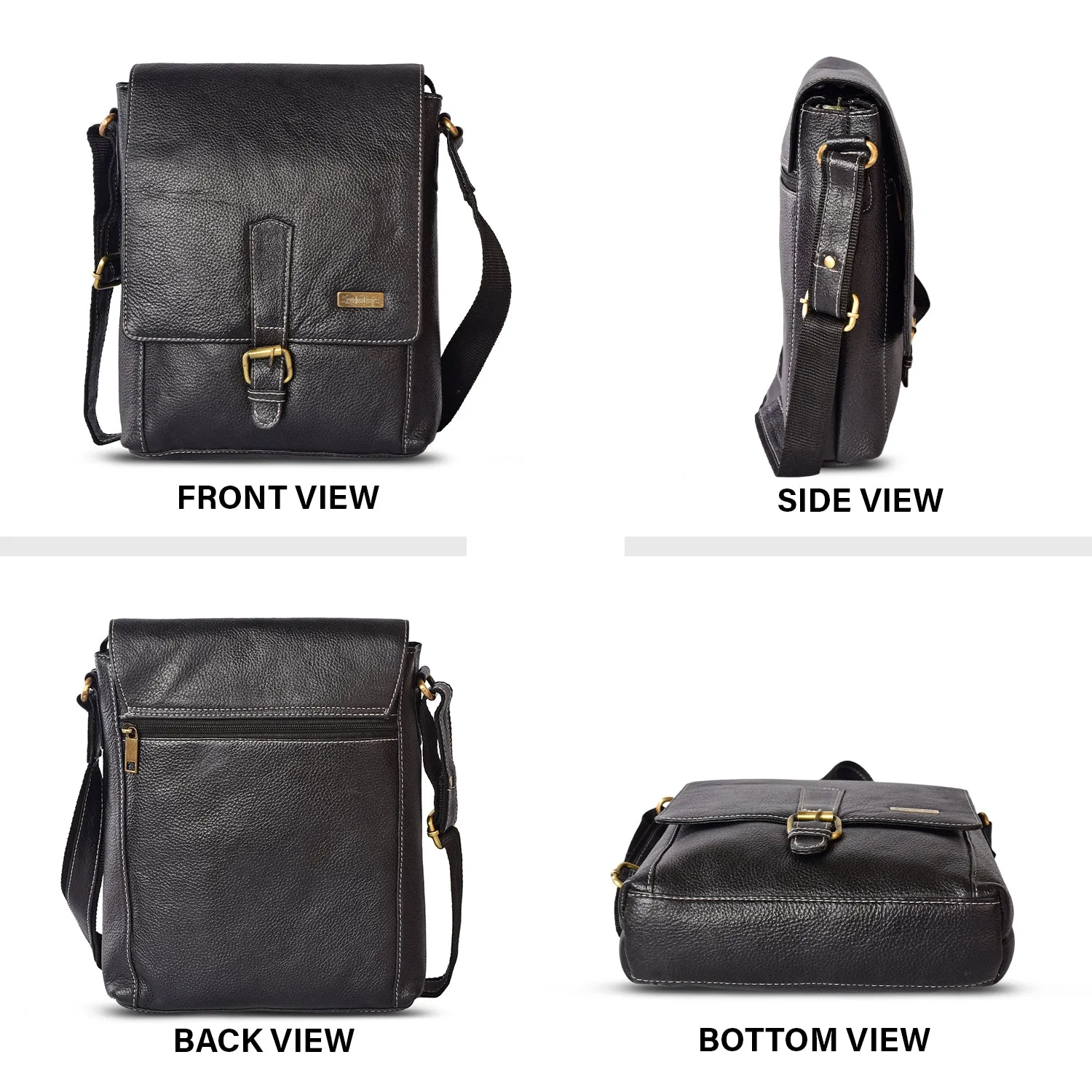 LEATHER SLING BAG  998921 (BLACK)