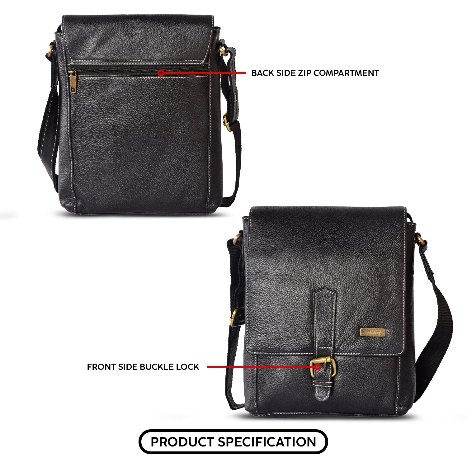 LEATHER SLING BAG  998921 (BLACK)